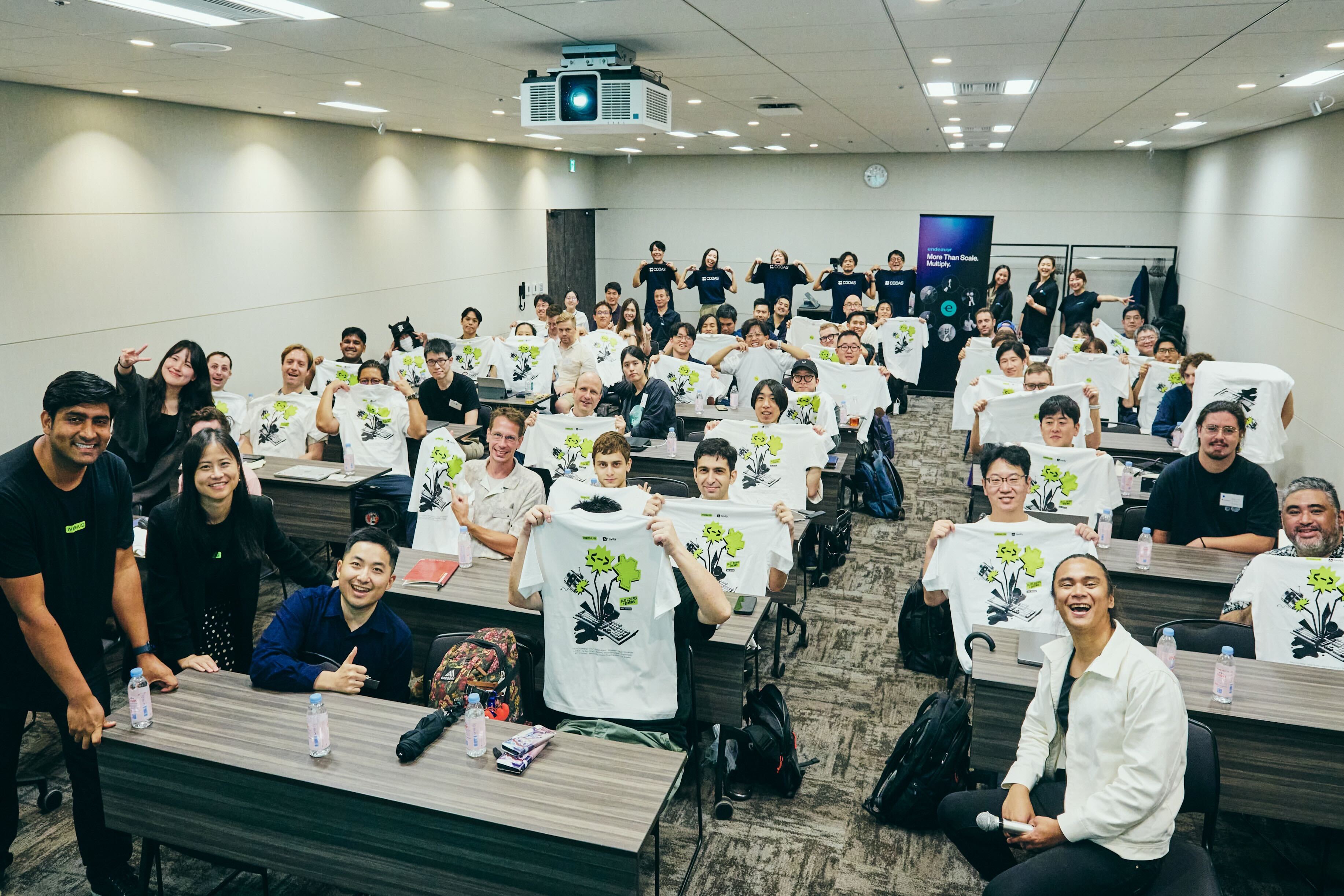 Developers, founders and product managers at the Tokyo build day — photo via CODAS